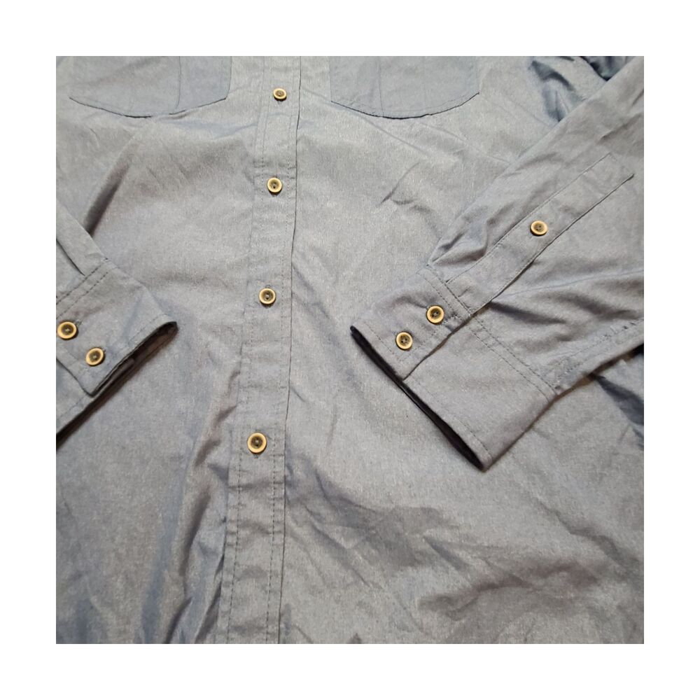 Prana Solid Blue Long Sleeve Button Down Shirt M - image 4